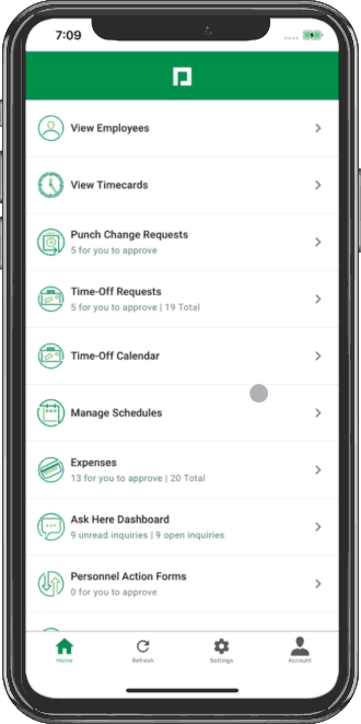 Time off requests on Paycom's mobile app