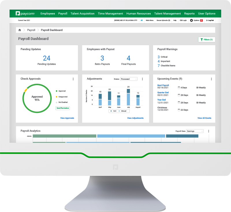 Paycom Online Payroll Processing on desktop