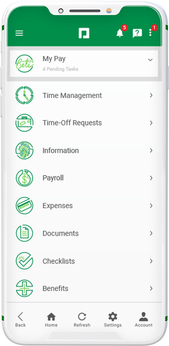 Paycom Employee Self-Service and My Pay product screen on mobile device
