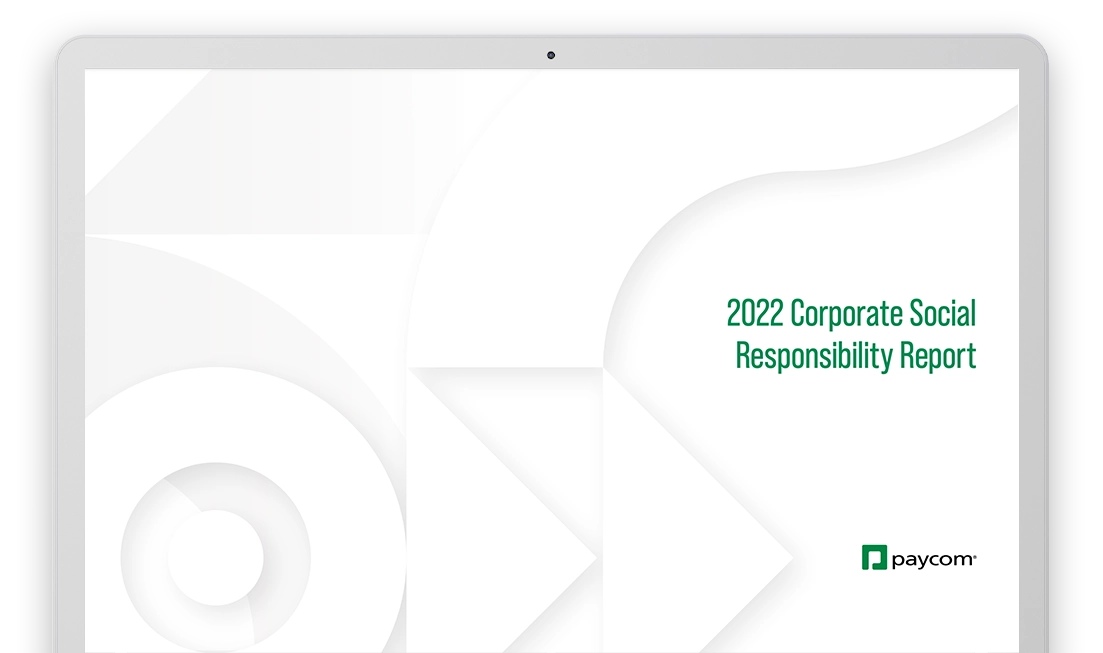 2022 Corporate Social Responsibility Report on laptop screen
